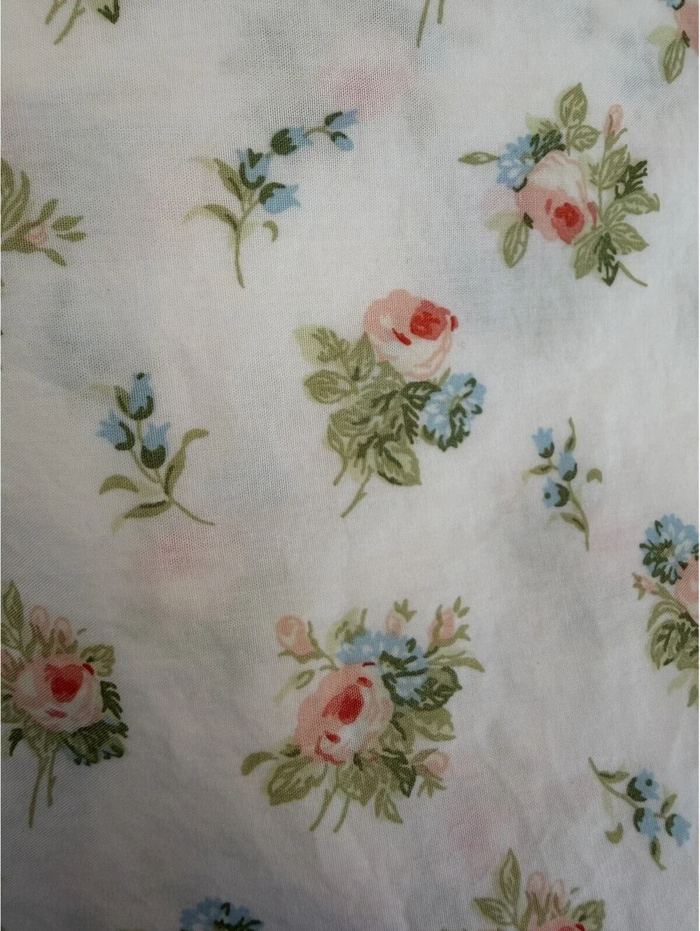 Laura Ashley Two Piece Sheet Set Size Full Peach & Blue Roses 100% Cotton EUC